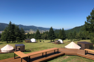 Glamping tents in the hills
