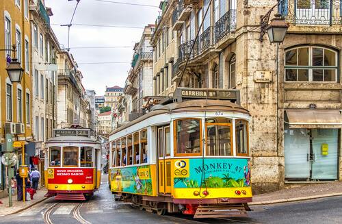 Trams in Lisbon, Portugal